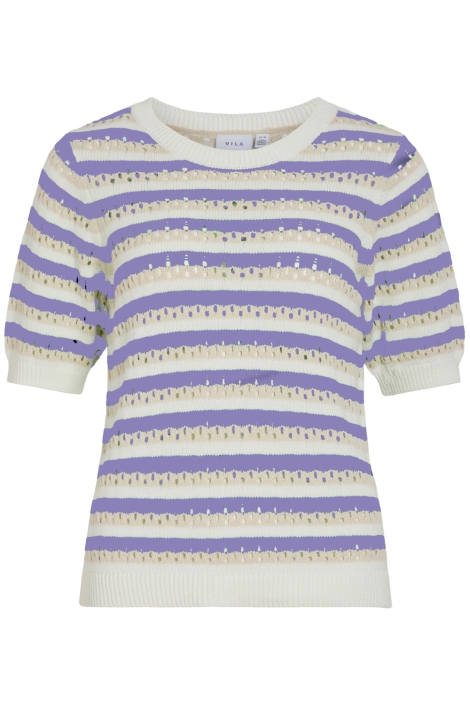 Vila vielinja o-neck 2/4 stripe knit top